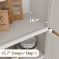 thumbnail image 5 of 72in Tall Arched Bookshelf, Modern Farmhouse Bookcase with Wood Doors, 4 Tier Open Shelf Freestanding Display Cabinet Organizer, Antique White, 5 of 7