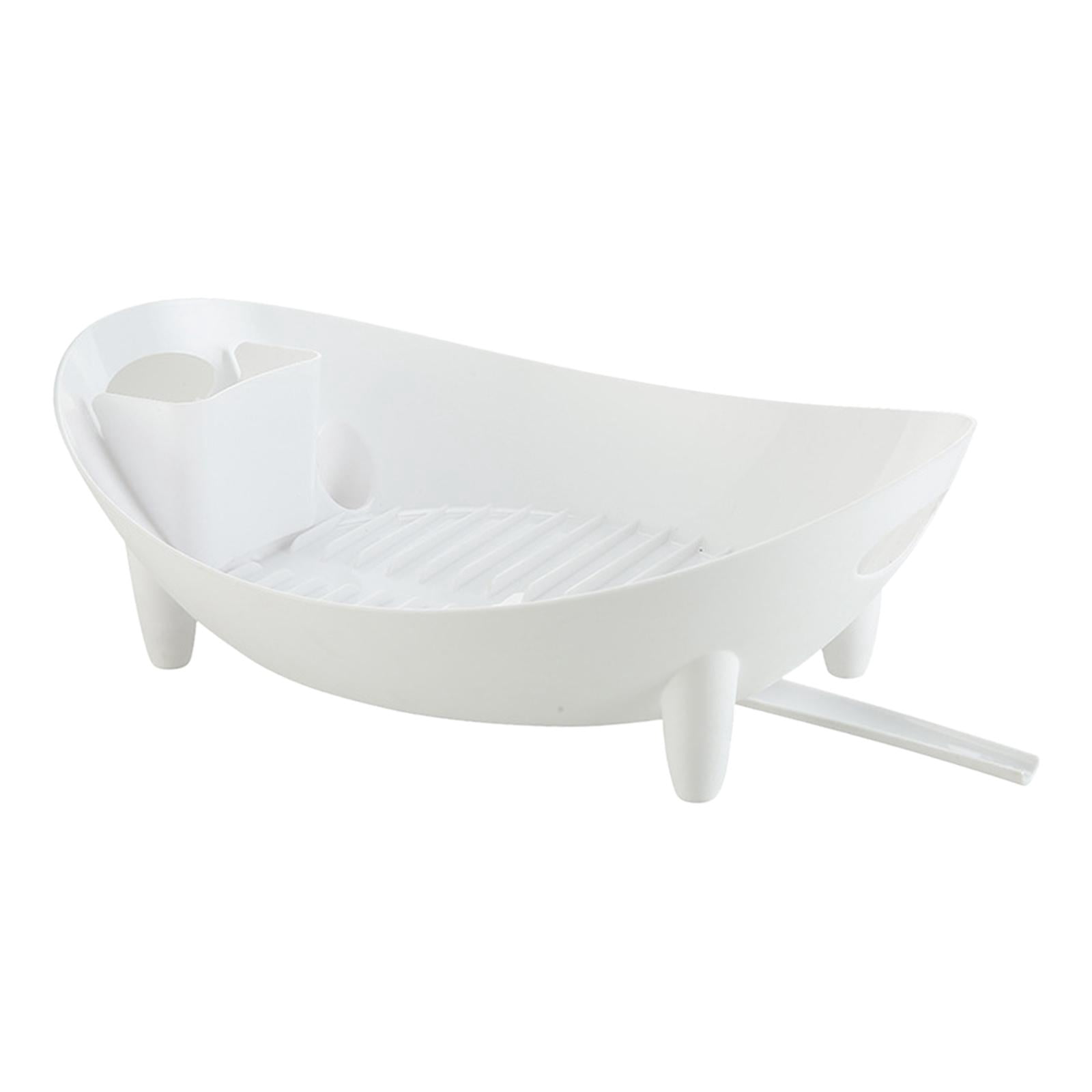 Nishiyuenyi Dish Drying Rack with Water Outlet Multipurpose Durable Kitchen Drain White