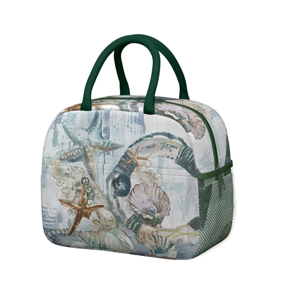 Lunch Bag Lunch Box for Women Reusable Insulated Lunch Bags,Water-Resistant Seashell Pattern Cooler Lunch Tote Bag, Large Capacity for Work Travel Picnic