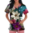thumbnail image 3 of Easter Scrub Shirts for Women Short Sleeve Funny Bunny Print V-Neck T-Shirts Soft Loose Fit Nurse T Shirt with Pocket, #01 Multicolor, XXL, 3 of 3