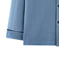 thumbnail image 4 of Mens Pajama Set Cotton Blend Soft Breathable Sleepwear Long Sleeve Button Down Lounge Set with Pockets Blue-B, 4 of 5