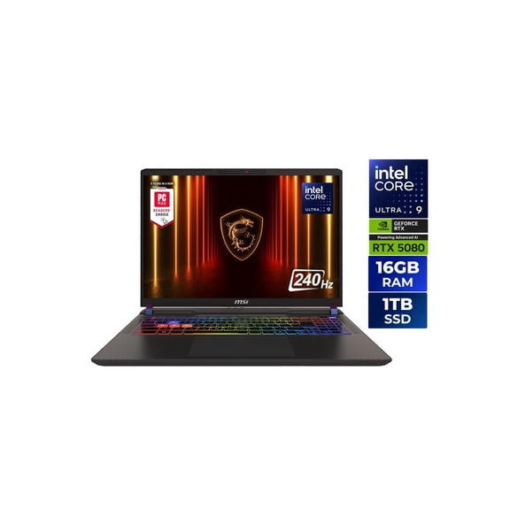 MSI Vector - LCD 16" QHD  GeForce RTX 5080 Laptop GPU - Intel Core Ultra 9 275HX - 16GB Memory - 1 TB SSD - Windows 11 Home - Gaming Laptop - 240 Hz (Vector 16 HX AI A2XWIG-050US )