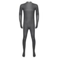 thumbnail image 4 of YONGHS Mens Spandex Open Face Zentai Suit Costume Back Zipper Unitard Full Cover Jumpsuit Bodysuit Charcoal Grey 170, 4 of 7