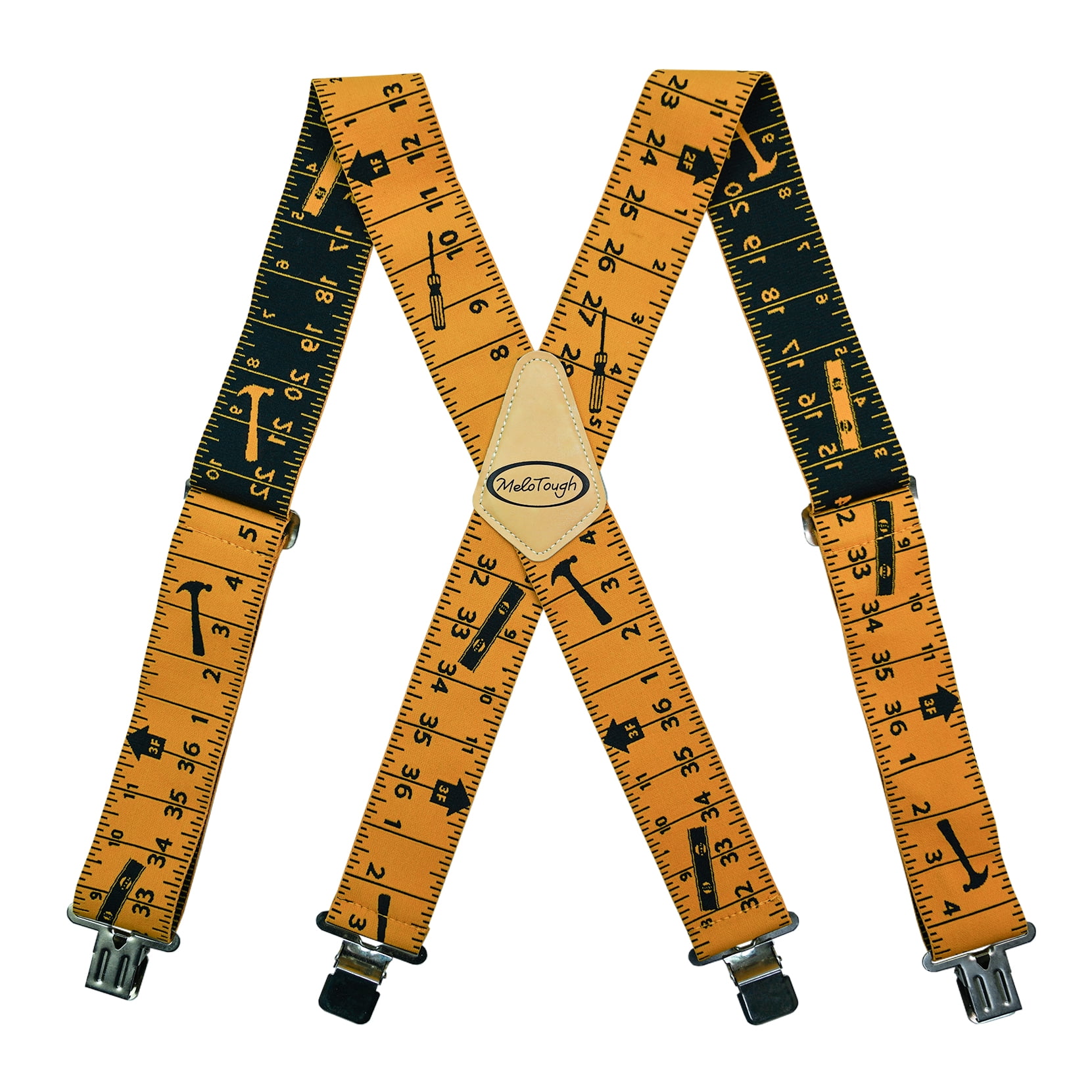 MELOTOUGH Tape Measure Suspenders 2" Wide Adjustable X Shape Heavy Duty