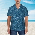 thumbnail image 2 of Pofeuu Blue Glitter Print Hawaiian Shirt for Men Sleeves Casual Button Down Summer Beach Dress Shirts T-Shirts,3X-Large, 2 of 7