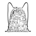 thumbnail image 1 of Drawstring Backpack, Men Ladies Waterproof Sports Backpack Gym Bag-Monster Doodle Pattern-Medium Size, 1 of 8