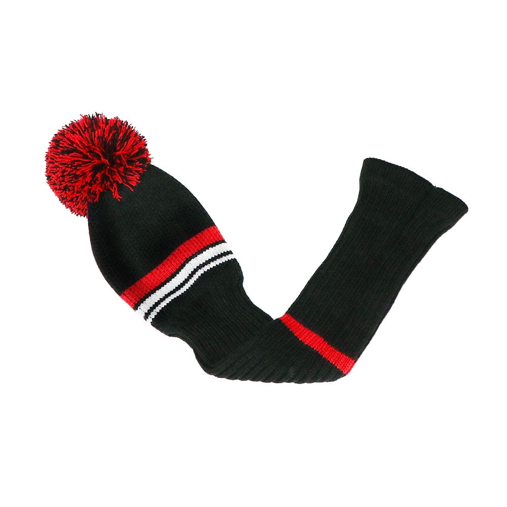 LeFeng 3Pcs Golf Club Head Covers Set Knitted Golf Head Covers for 460cc Driver Fairway Woods and Hybrid with Cute Pom Pom and Number Tag