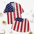 thumbnail image 3 of DGMIOCS Girls Outfits Set Satin Pajama Set for Kids 4th of July Printed Short Sleeve Nightwear Comfortable Sleepwear for Girls Satin Sleep Set Easy Care Soft and Safe Red 8-9 Years, 3 of 4