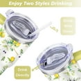 thumbnail image 5 of 40oz Yellow Lemon Pattern Stainless Steel Flip Straw Tumbler Spill Proof Travel Cup Double Wall Vacuum Insulated Coffee Mug with Top Handle, 5 of 6