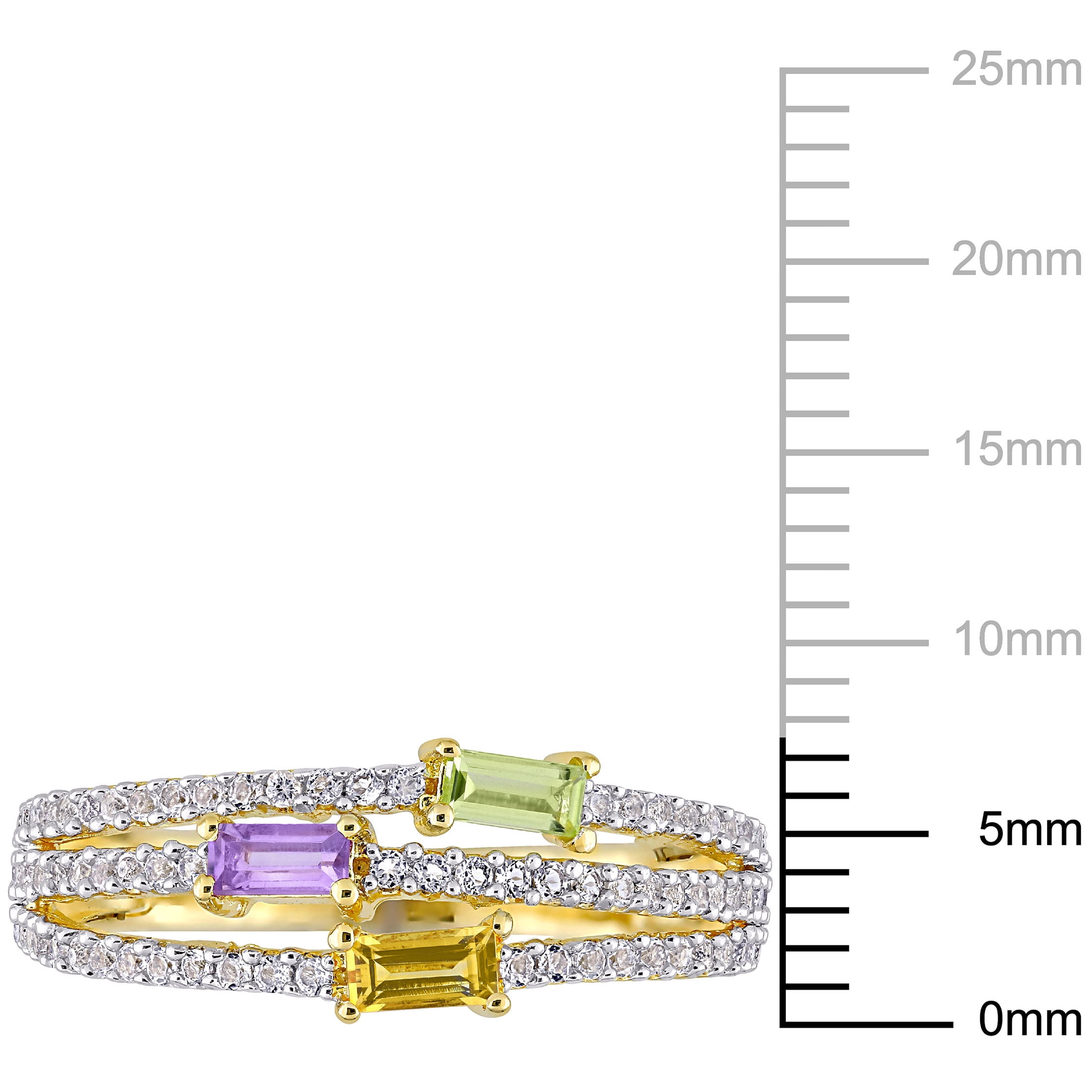 Everly Women's Peridot and Amethyst Citrine Topaz Yellow Gold Plated Ring