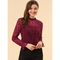 thumbnail image 4 of Blusa Floral Cuello Volantes Encaje Ganchillo Vino T M, 4 of 6
