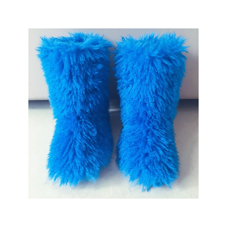 Royal blue fur boots sales
