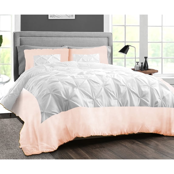 Dee's Collection Oversized Queen Comforter Dual Tone Half Pinch Peach Comforter with Pillowcases