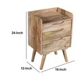 thumbnail image 3 of 24 Inches 3 Drawer Mango Wood Bedside Table with Grains and Tray Top, Oak Brown, 3 of 6