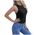 thumbnail image 2 of Tank Tops for Women under $5 Sleeveless Round Neck Casual Ladies Vest Tank Black L, 2 of 6