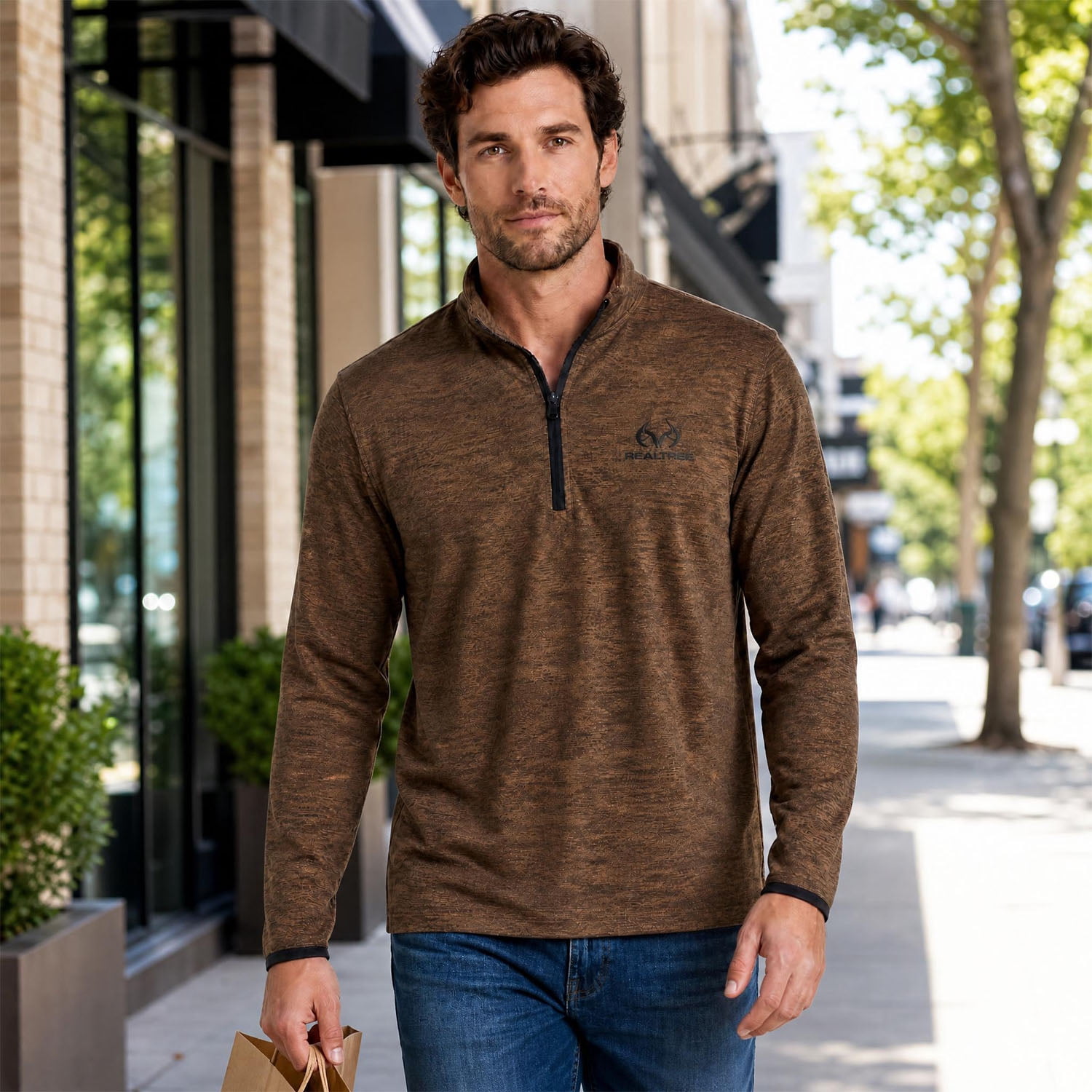 Realtree Men's Fleece Quarter Zip Pullover Sweatshirt, Sizes S-2XL