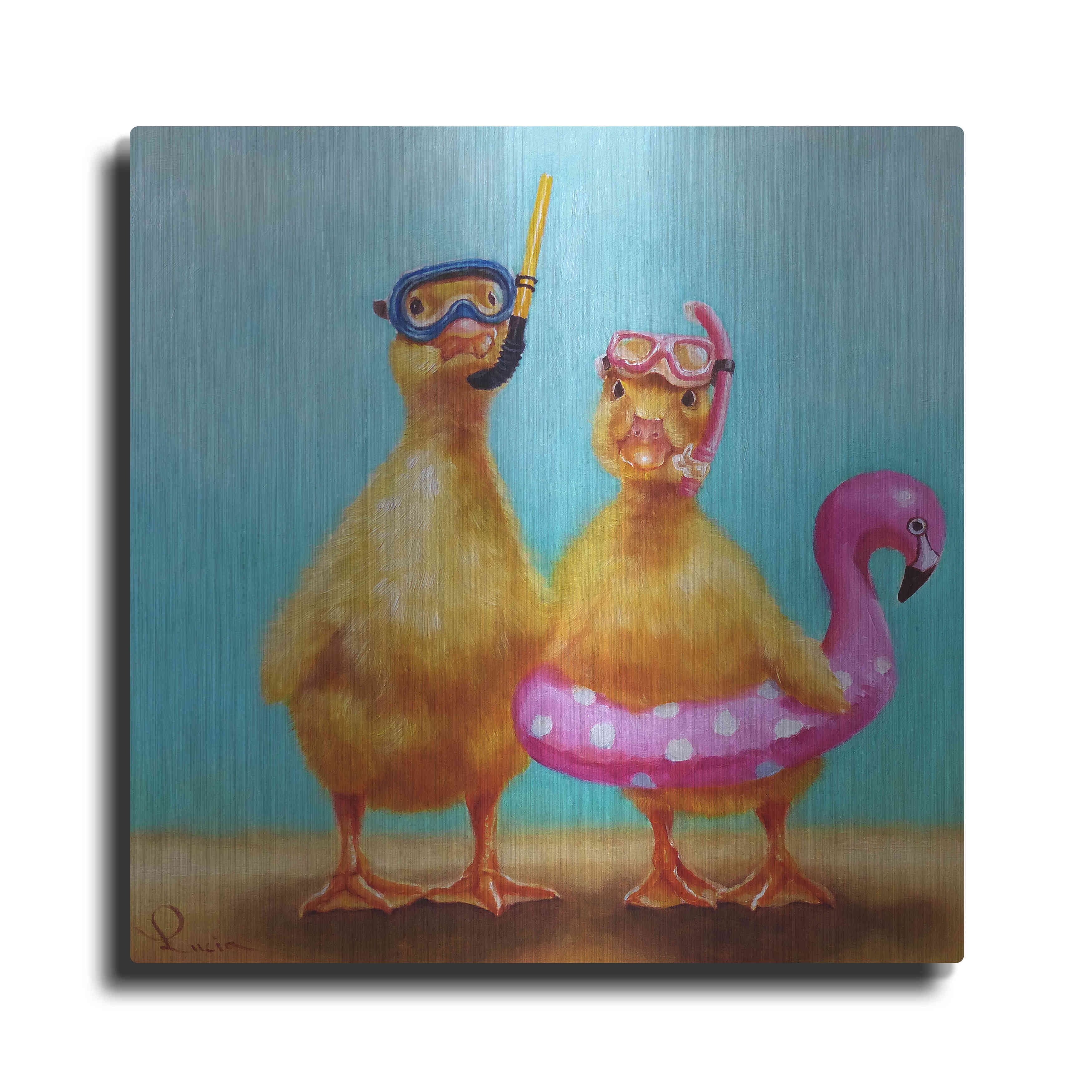 Luxe Metal Art 'Pool Party' by Lucia Heffernan, Metal Wall Art, 24"x24