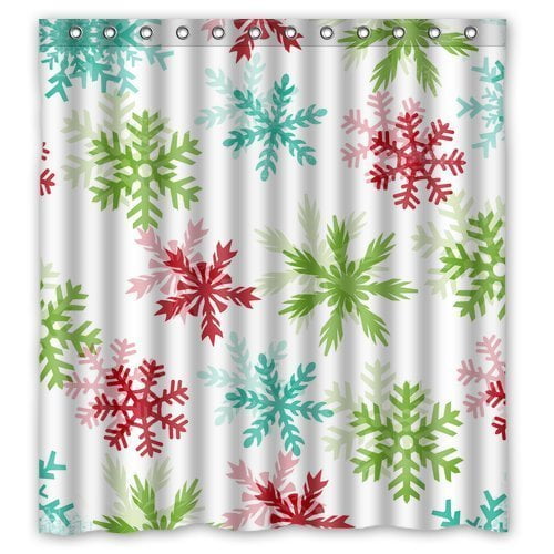 HelloDecor Snowflake Shower Curtain Polyester Fabric Bathroom