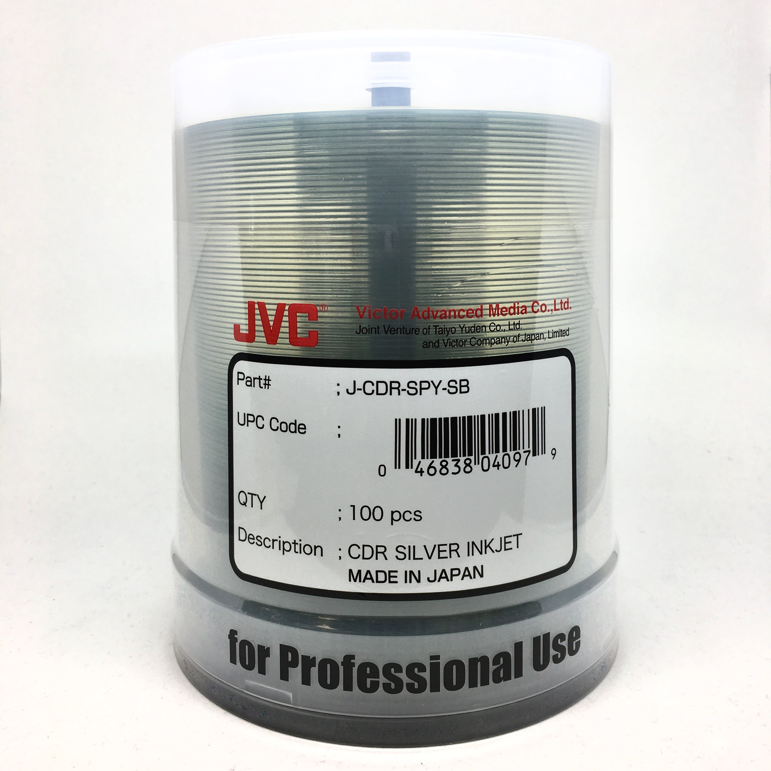 JVC/TAIYO YUDEN CD-R 80MIN/700MB 52X Silver Inkjet Printable (Clear Hub ...