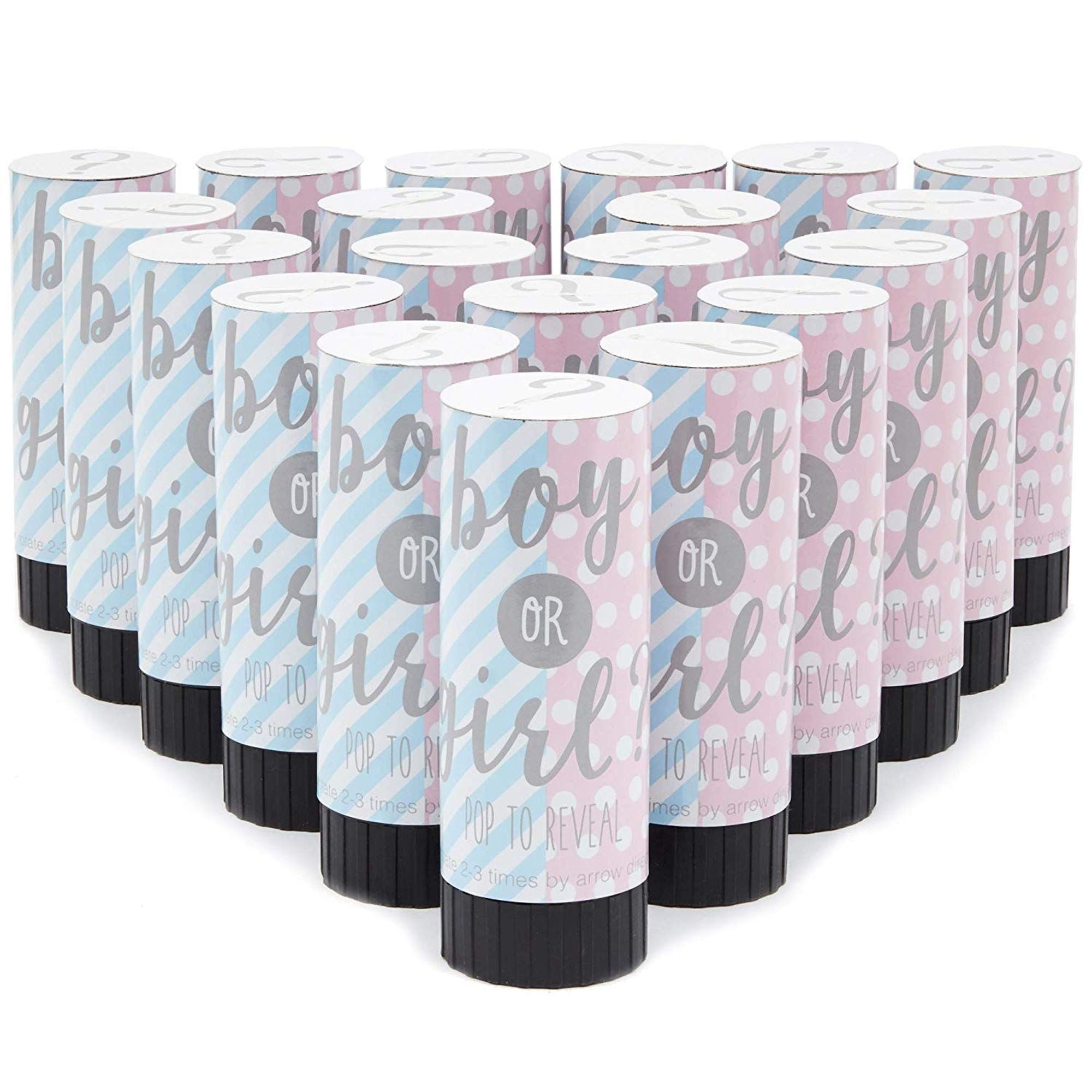 20 Pack Baby Girl Gender Reveal Confetti Cannon Pink Mini Party Poppers