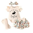 thumbnail image 3 of Baby Girl Easter Outfits Ribbed Romper Bunny Suspender Skirts Set Overall Dress Summer Clothes for Little Girls 0-18 Months, 3 of 8