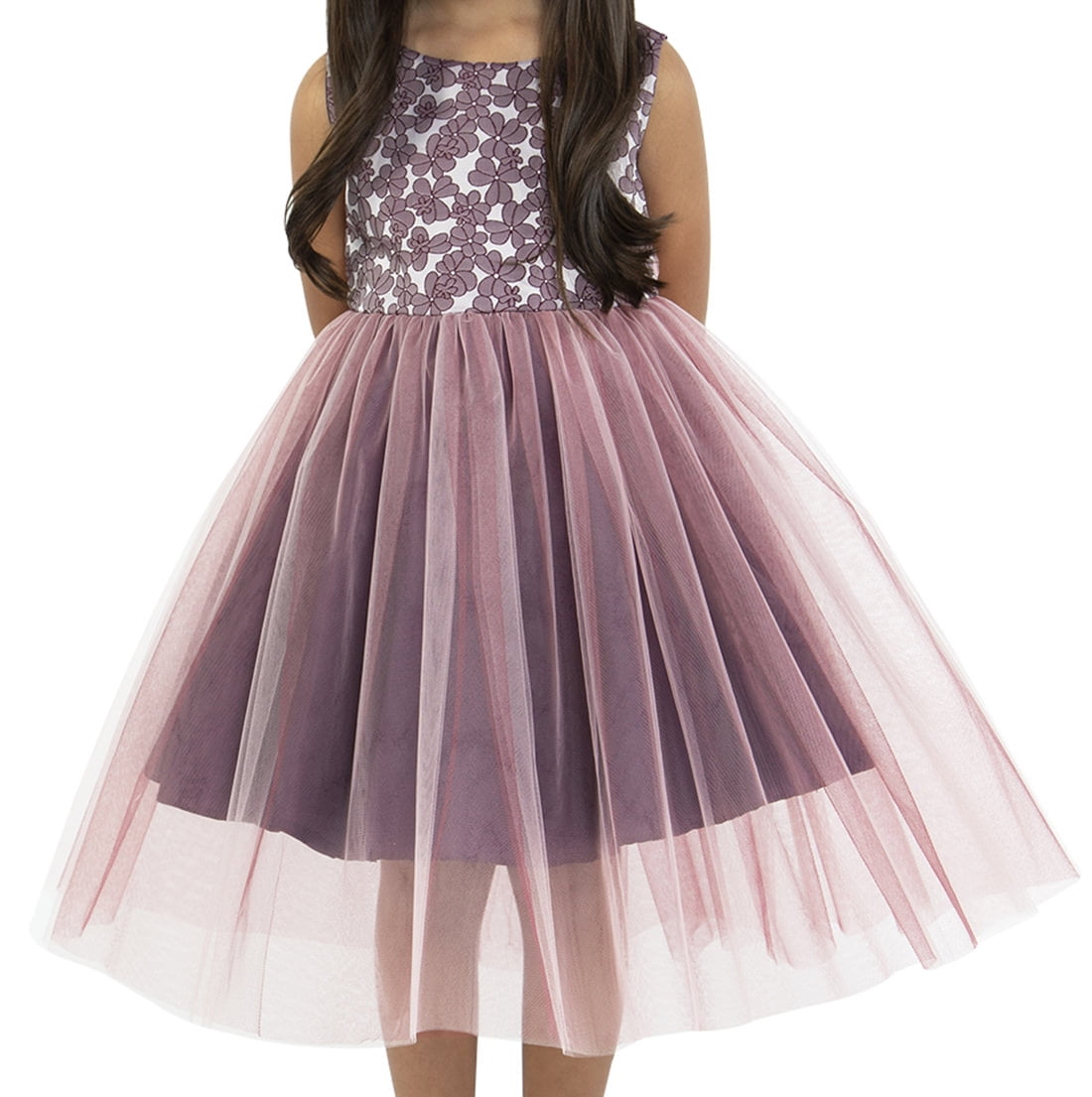 Flower Girl Dress Sequin Lace Mesh Party Wedding Princess Tulle Purple Size 2-14