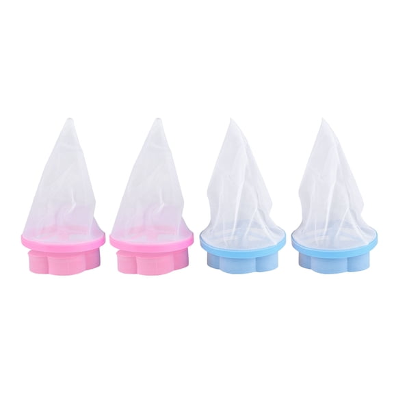 BIMZUC 4-Pack Laundry Lint Hair Remover Bags - Floating Mesh Filter for Washing Machine in Blue and Pink