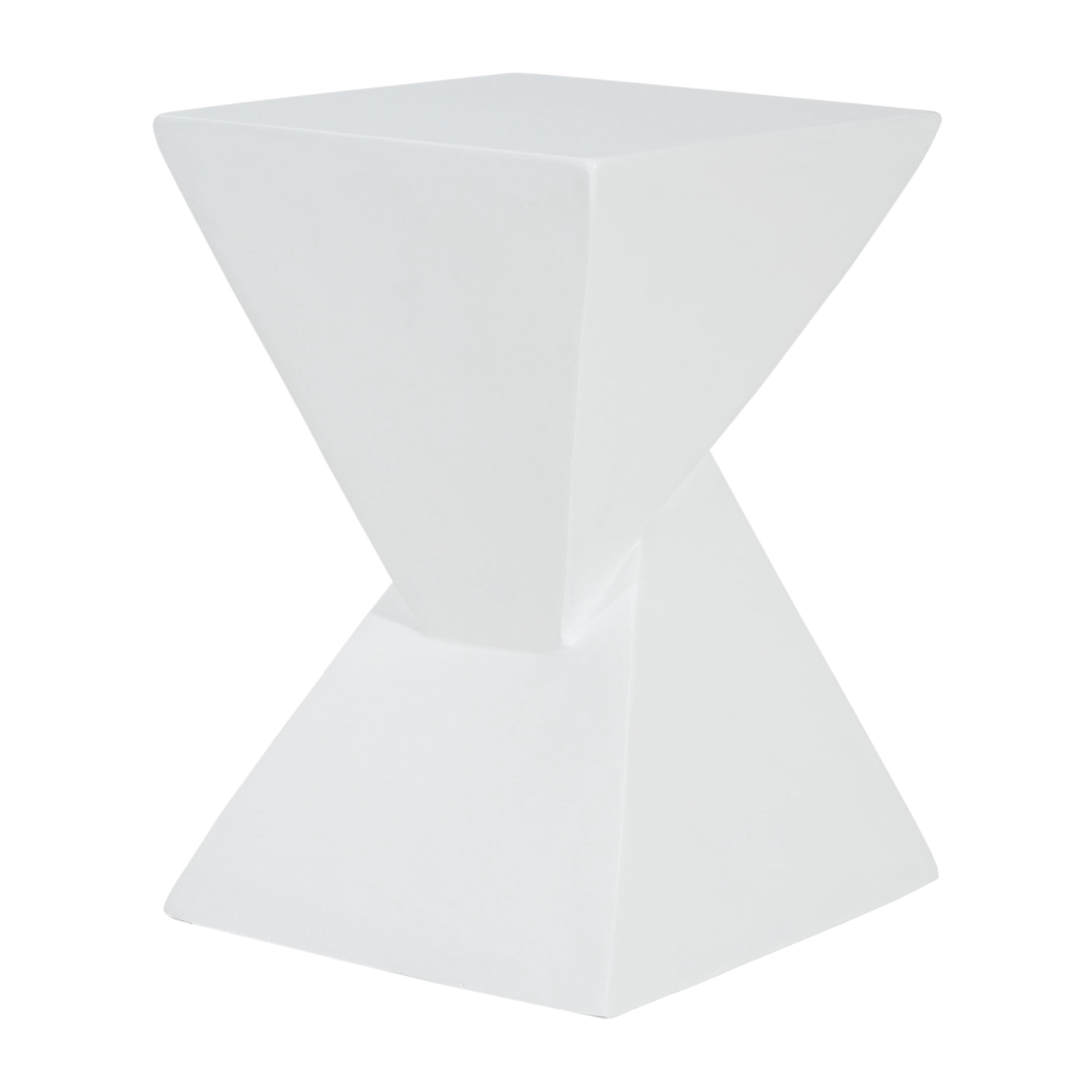 Christopher Knight Home Outdoor MGO Hourglass Side Table, 18" Tall Wood Grain Accent Table, White