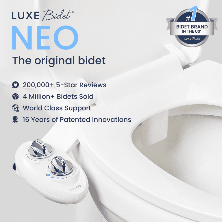 Luxe Bidet Neo 120 Luxury Fresh Water Self-Cleaning Non-Electric Bidet Attachment, White Luxe Bidet Neo 120 Luxury Fresh Water Self-Cleaning Non-Electric Bidet Attachment, White