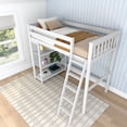 thumbnail image 6 of Max & Lily Solid Wood High Loft Bed,Twin Bed Frame For Kids With Bookcase and Ladder, White, 6 of 13