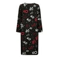 thumbnail image 4 of Yuyamidu HO-HO-HO Long Bathrobe for Women Christmas Long Sleeve Robe with Zipper Front Sleepwear Black Crewneck Spa Robes Size 2XL Comfy Mid-Length House Coats, 4 of 7