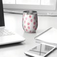 thumbnail image 3 of 12oz Stemless Wine Tumblers Red Strawberry Plants Fruit Pink Pattern Vacuum Insulated Stainless Steel Travel Tumbler Cups Mug with Lid and Straw for Champaign,Cocktail,Beer with Cleaning Brush, 3 of 5