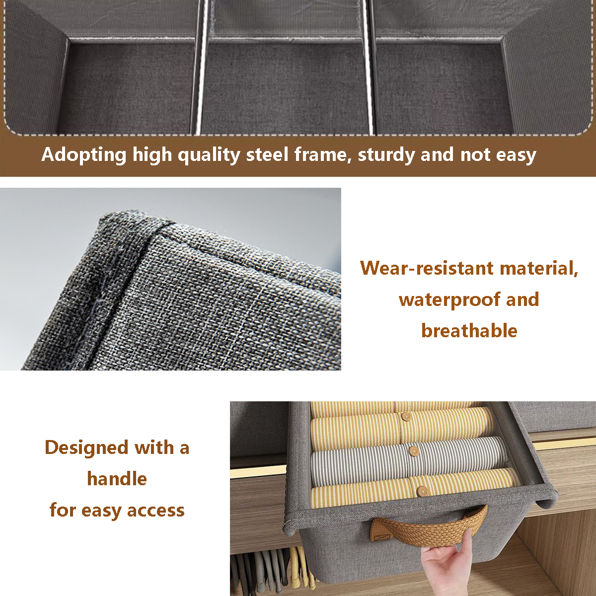 4PCS Foldable Storage Box with Lid - Extra Large Fabric Closet Organizer for Clothes, 18.5x11x7.9 Inch Canvas Bin, Collapsible Design for Bedroom, Shelf, Closet, Underbed (Gray)