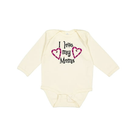 

Inktastic I Love My Moms- Hearts Gift Baby Boy or Baby Girl Long Sleeve Bodysuit