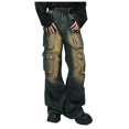 thumbnail image 1 of PMUYBHF Pantalon de Sarrau Femme Mode Décontractée Rétro Poche Style Rétro Jeans Cargo Amples et Pantalon Pantalon Formel pour Femme Pantalon de Pyjama pour Femme Flanelle TP, 1 of 9