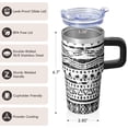 thumbnail image 3 of 20oz Travel Tumbler Bohemian Pattern, Double Wall Insulated Stainless Steel Mug with Handle, Leak-Proof Lid, Straw, Unique Gift, 3 of 5