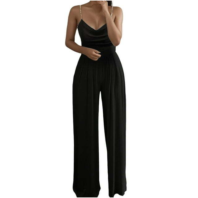 2025 Combinaison une-Pièce Haut Uni Femme Body Tenue de Travail Pantalon à Bretelles Pantalon Grand Combinaisons Pantalon pour Femme Élégant Jambe Perlée Femme