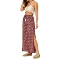 thumbnail image 2 of INSPIRE CHIC Women's Boho Tassel Drawstring High Split Paisley Wide Leg Pants S Red, 2 of 5