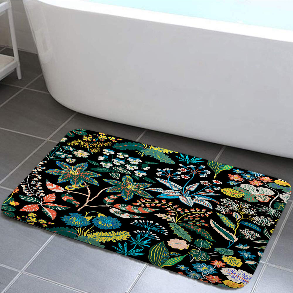 Boho Bath Rugs for Bathroom, Tropical Leaves Minimalist Simple