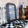 thumbnail image 6 of Simmer Stone Wave Pattern Irregular Makeup Mirror Tabletop Vanity/ Cosmetic Desktop Mirror Hanging/ Wall Mirrors Desk Countertop Dressing for Home Bedroom Decorative Black, 6 of 11