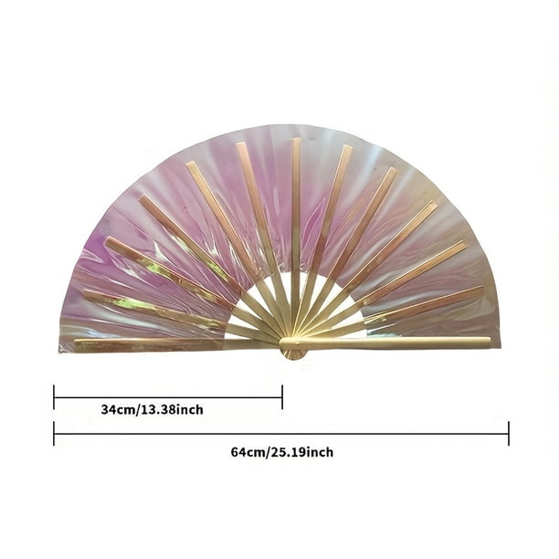 pstuiky Abanico de danza portátil, ventilador de PVC colorido, ventilador plegable de tela reflectante de 13 pulgadas