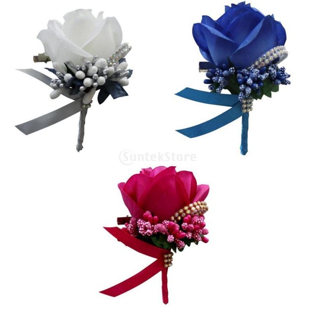 2x Stimolazione Rose Flower Pin Wedding Corpetto BLESIY Broche de ramillete en el ojal