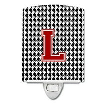 Caroline's Treasures CJ1021-LCNL Letter L Monogram - Houndstooth Black Ceramic Night Light, 6x4x3", multicolor