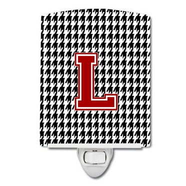 Caroline's Treasures CJ1021-LCNL Letter L Monogram - Houndstooth Black Ceramic Night Light, 6x4x3", multicolor