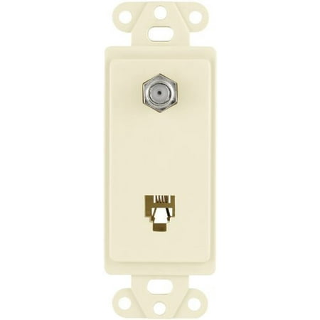 - Cooper 3562LA Light Almond Combination Coax Jack and Four Wire Telephone Jack Decorator Wall Plate Insert