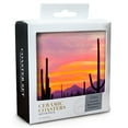 thumbnail image 2 of Sunset and Cactus Photograph (Absorbent Ceramic Coasters Set of 4 Matching Images, Cork Back, Kitchen Table Decor), 2 of 3