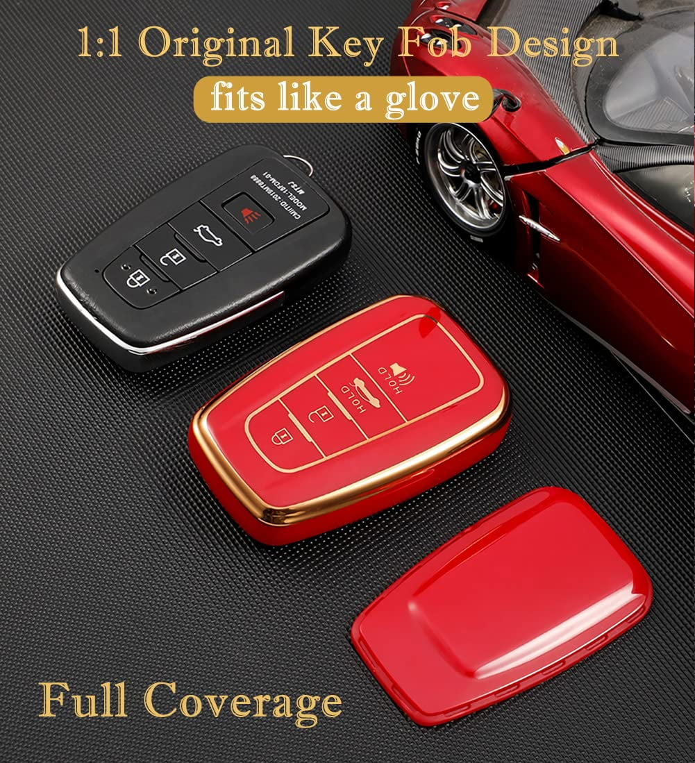 for Toyota Key Fob Cover, for Camry RAV4 Highlander Avalon C-HR Prius Corolla GT86 Key fob case Premium Soft TPU Full Cover Protection Smart Key Holder