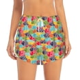 thumbnail image 2 of Balery Colorful Fish 2 Pantalones cortos deportivos para mujer con forro y dos bolsillos, elásticos, para entrenamiento, gimnasio, yoga-Large, 2 of 7
