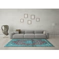 thumbnail image 3 of Ahgly Company Indoor Rectangle Medallion Light Blue Traditional Area Rugs, 2' x 3', 3 of 4