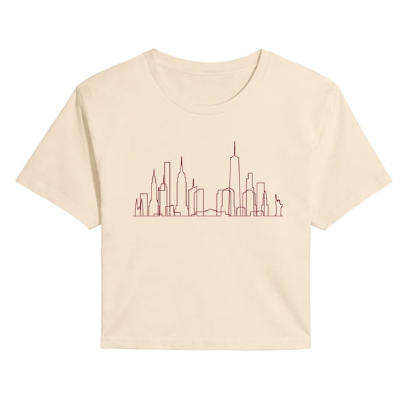 Instant Message - NYC Skyline Line Art Cropped Graphic T-Shirt